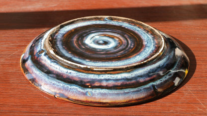 Hand-Painted Ceramic Plate - Cosmic Swirl Design